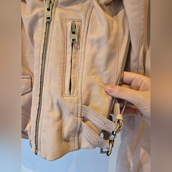 Iro Paris Blush Pink Leather Moto Jacket Size Italian 36 - Picture 11 of 16
